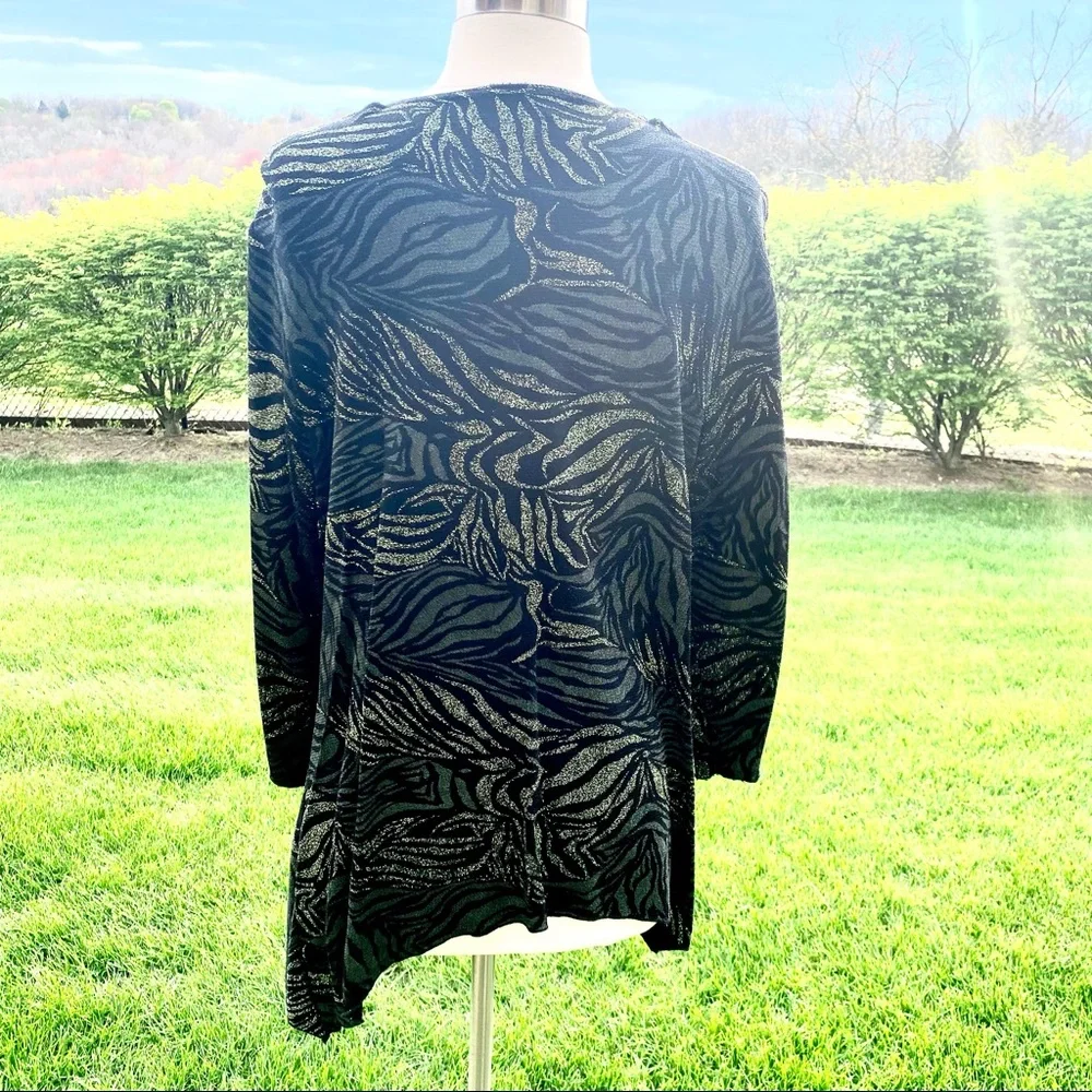 J.B.S. Ltd. Plus Size black sparkly holiday evening Top - Picture 9 of 14